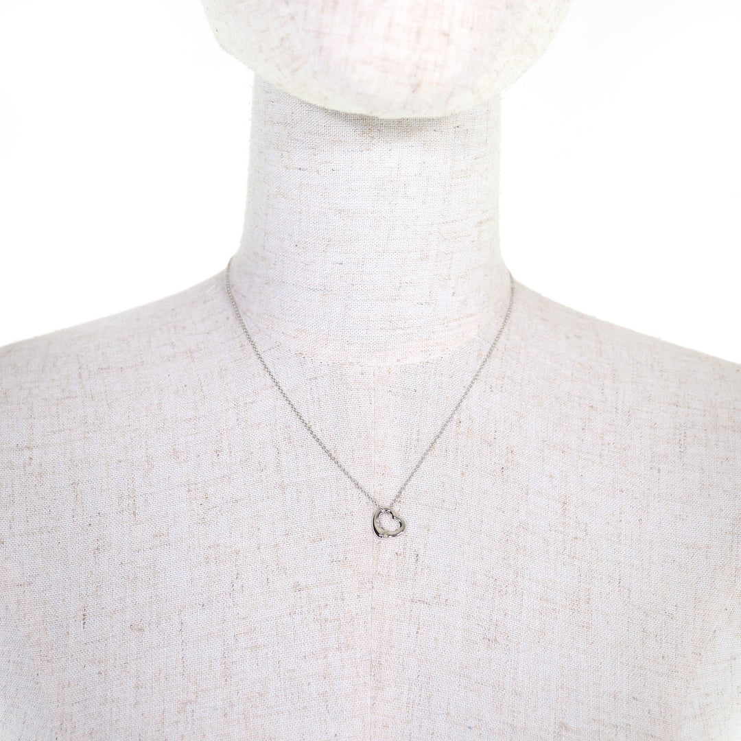 Excellent TIFFANY&Co. Open Heart Pendant Diamond Platinum 3P Diamond 0.01ct