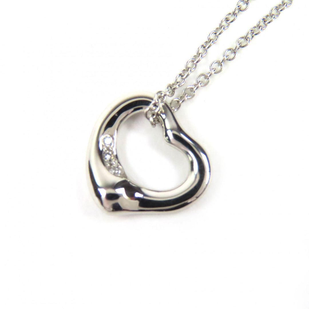 Excellent TIFFANY&Co. Open Heart Pendant Diamond Platinum 3P Diamond 0.01ct
