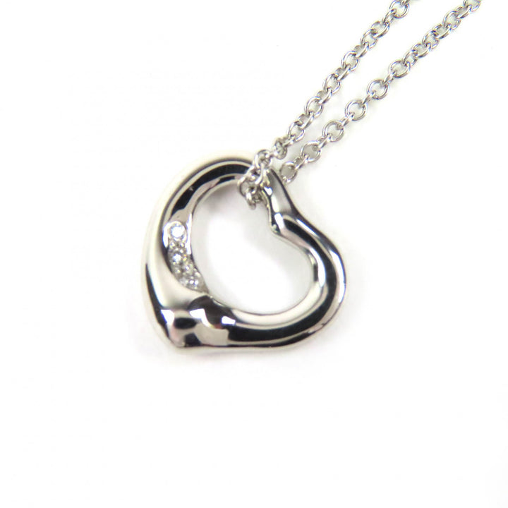 Excellent TIFFANY&Co. Open Heart Pendant Diamond Platinum 3P Diamond 0.01ct