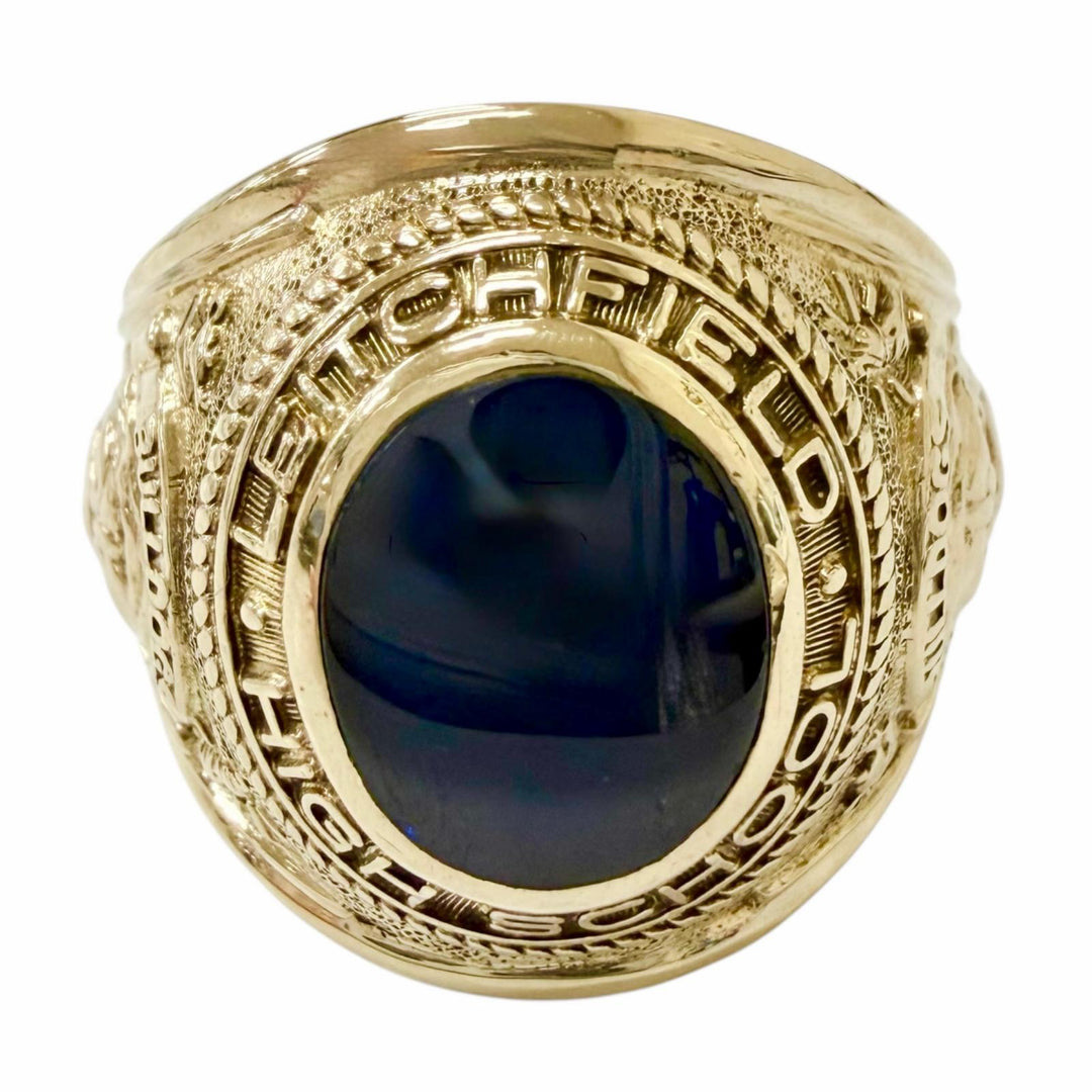 Great JOSTEN Ring ring LEITCHFIELD HIGH SCHOOL gold 10K mens