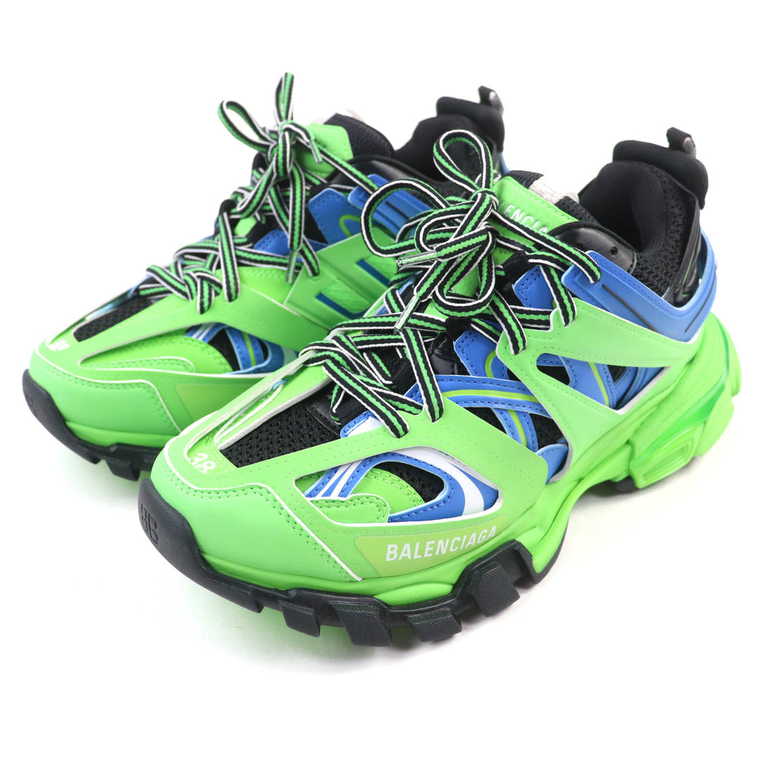 新品 BALENCIAGA スニーカー TRACK TRAINER ロゴ レースアップ グリーン ー レディース 25 542436