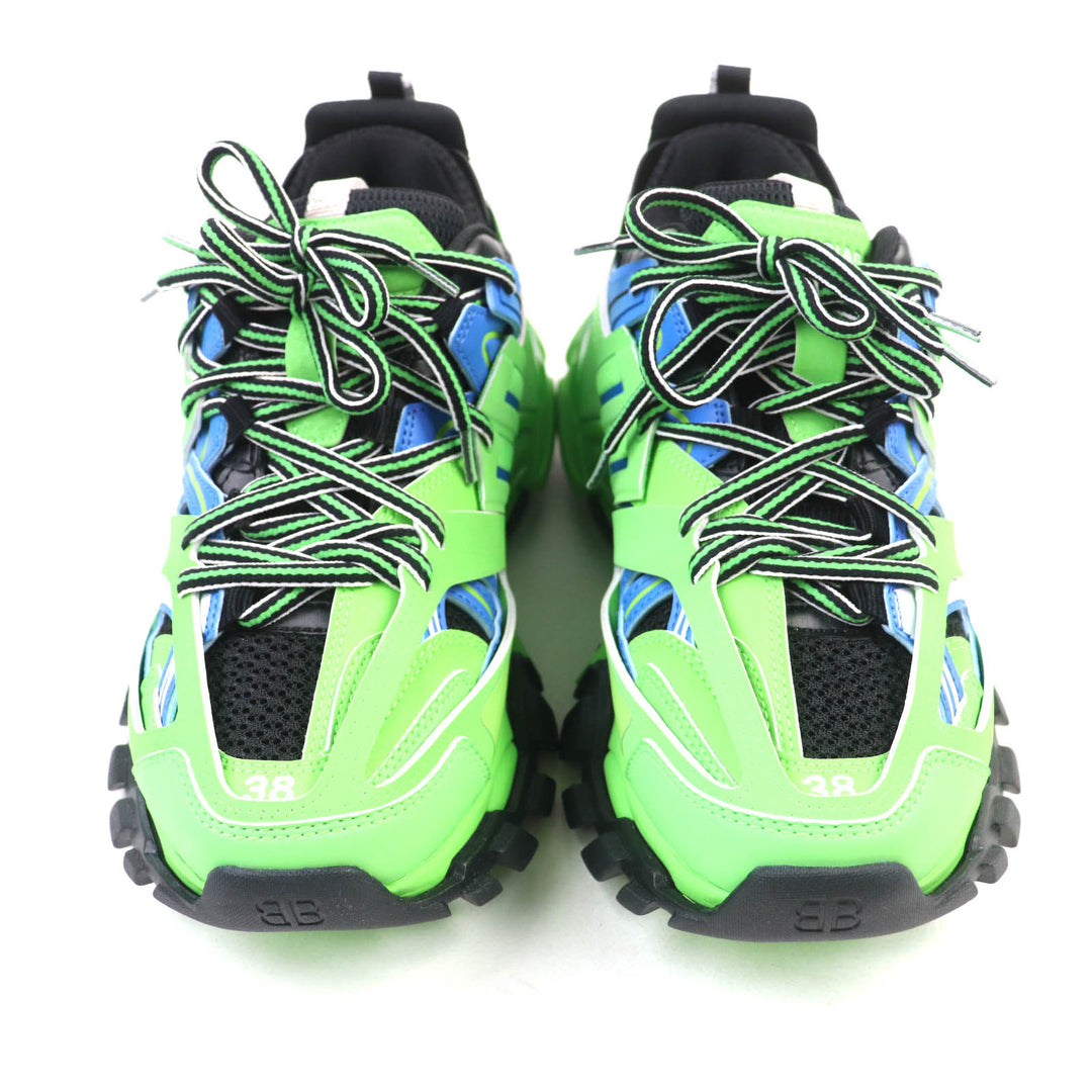 新品 BALENCIAGA スニーカー TRACK TRAINER ロゴ レースアップ グリーン ー レディース 25 542436