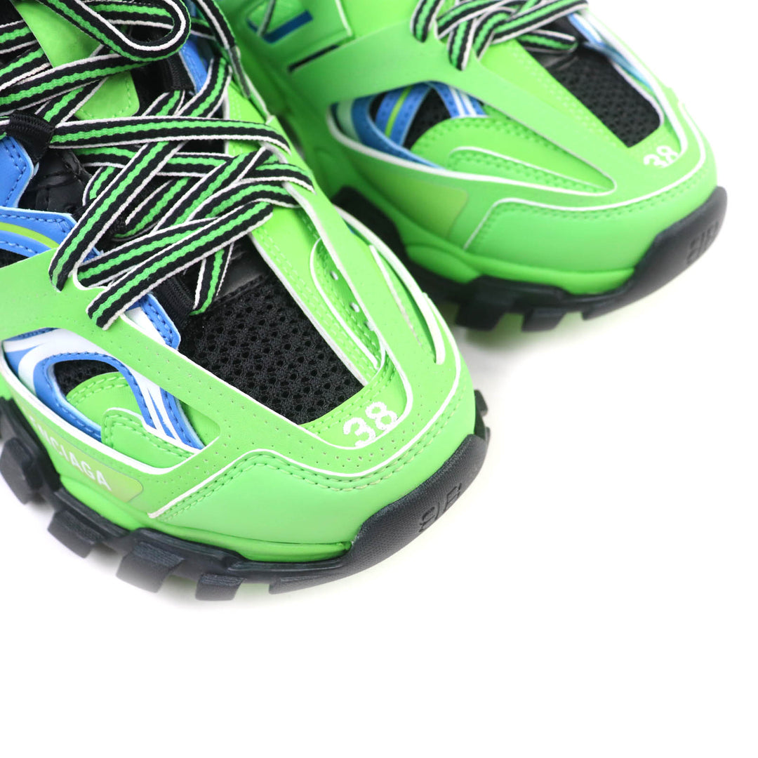 新品 BALENCIAGA スニーカー TRACK TRAINER ロゴ レースアップ グリーン ー レディース 25 542436