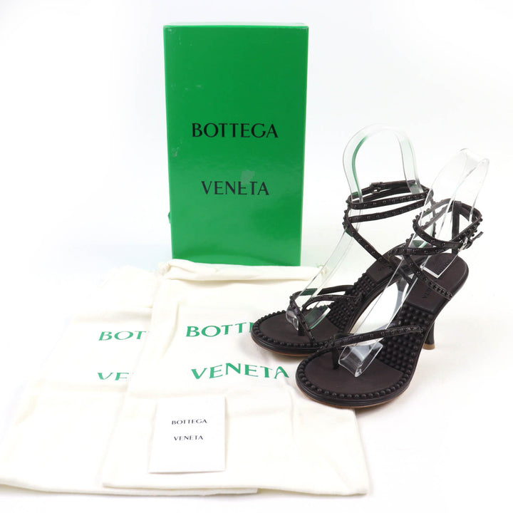 BOTTEGAVENETA サンダル アンクルストラップ レザー ダークブラウン レザー レディース 36.5 659007