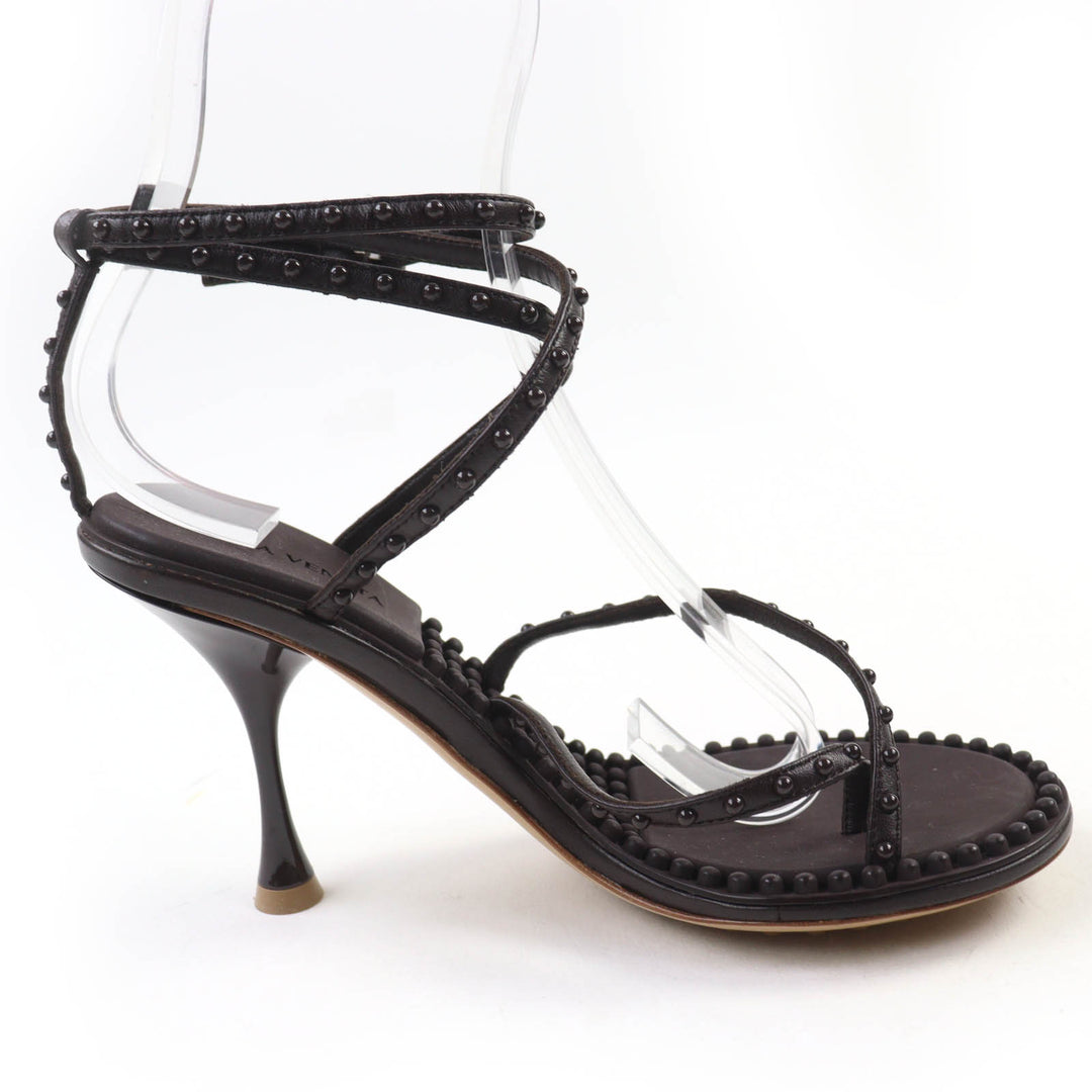 Excellent BOTTEGAVENETA Sandals ankle strap leather Dark brown leather 36.5