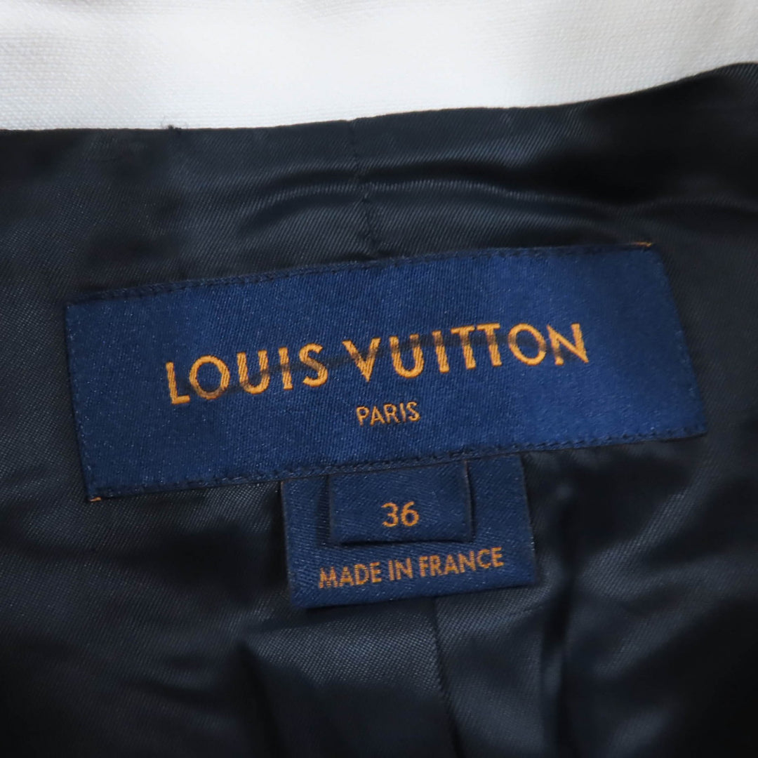 素晴らしい LOUIS VUITTON ジャケット シルク混 LVロゴ ゴールドボタン ダブルブレスト ネイビー ウール 36