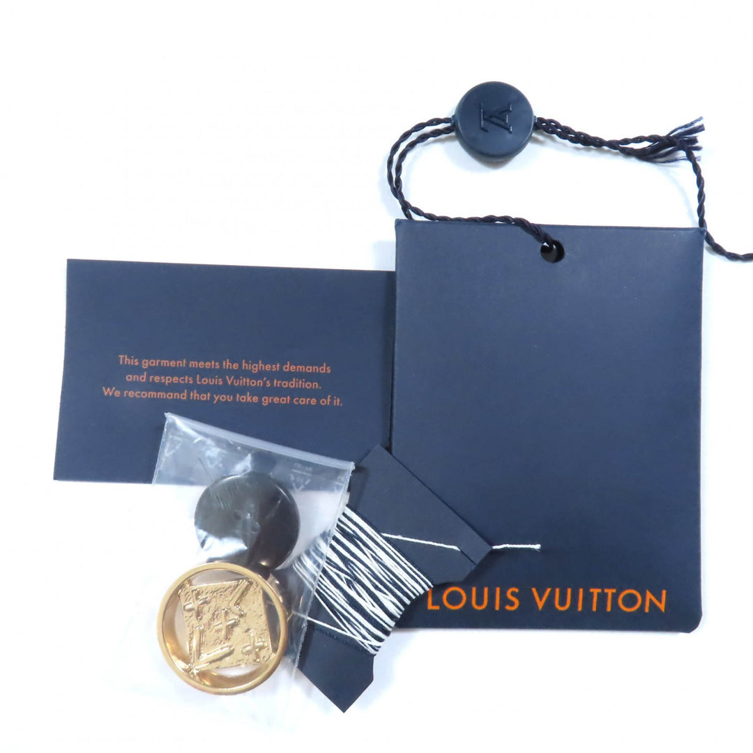 素晴らしい LOUIS VUITTON ジャケット シルク混 LVロゴ ゴールドボタン ダブルブレスト ネイビー ウール 36