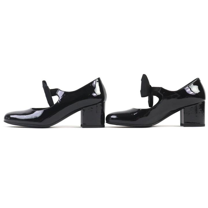 Excellent CHANEL pumps Merry Jane COCO Mark black Patent leather 36.5 G45356