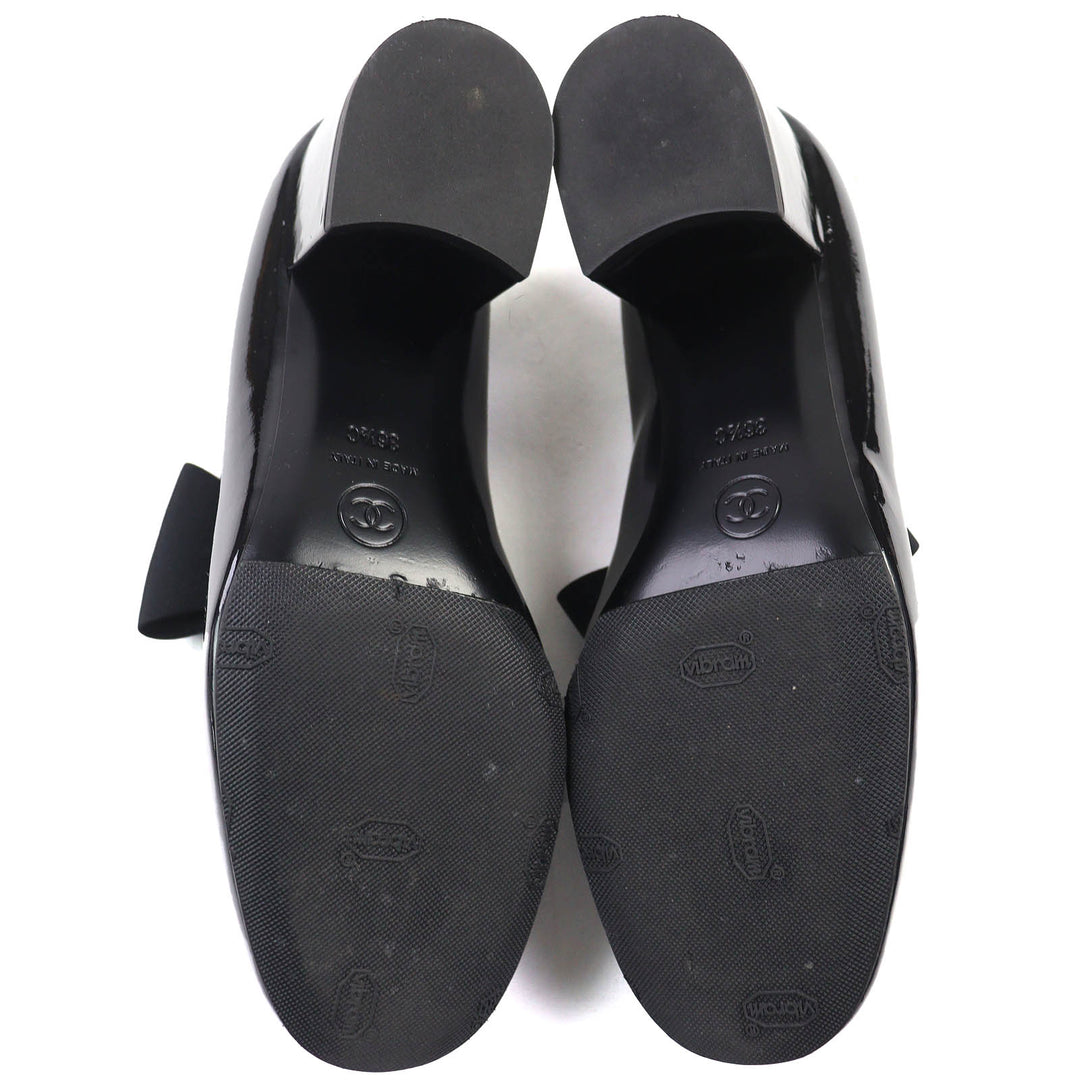 Excellent CHANEL pumps Merry Jane COCO Mark black Patent leather 36.5 G45356