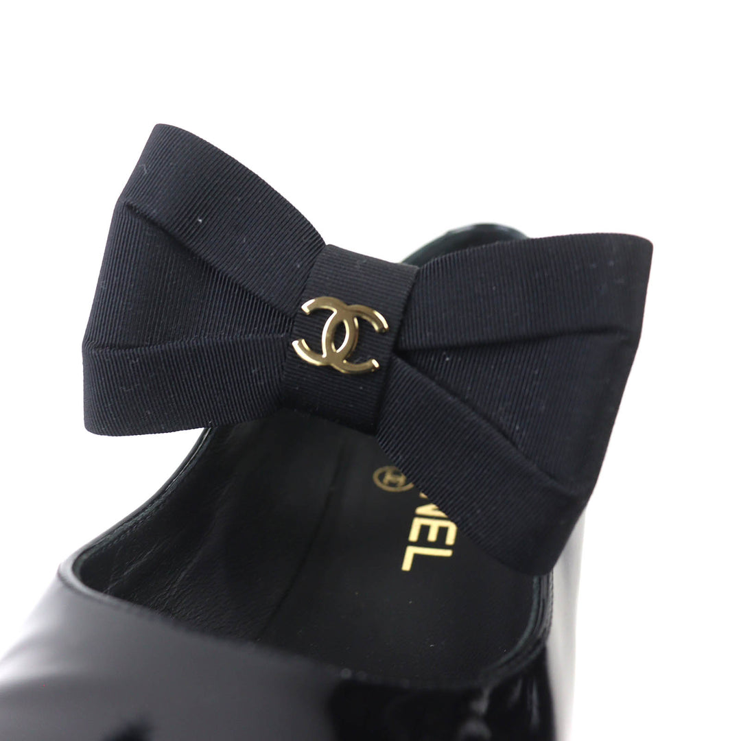 Excellent CHANEL pumps Merry Jane COCO Mark black Patent leather 36.5 G45356