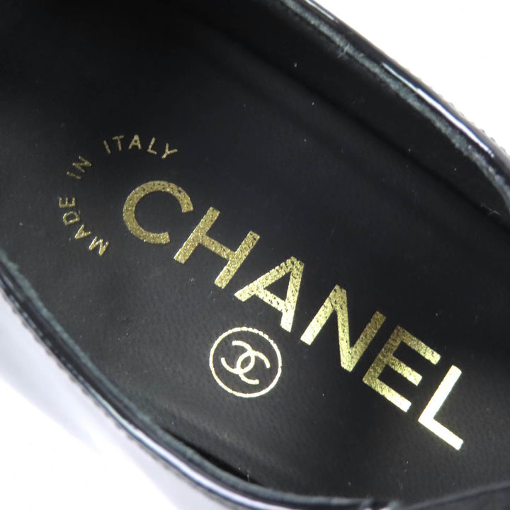 Excellent CHANEL pumps Merry Jane COCO Mark black Patent leather 36.5 G45356
