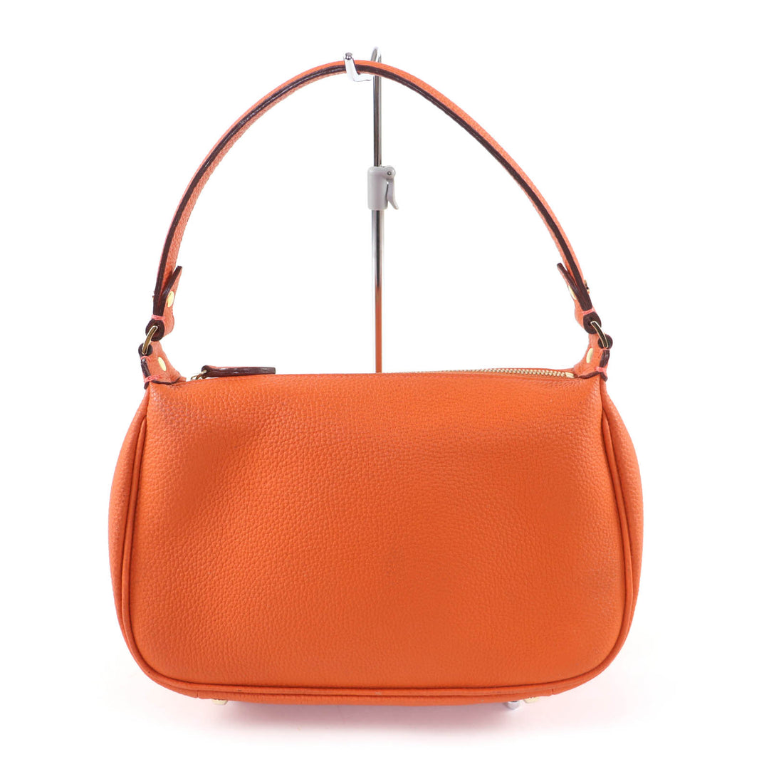 Great 大峡製鞄 Shoulder Bag Simple design handbag Orange shrink leather Women
