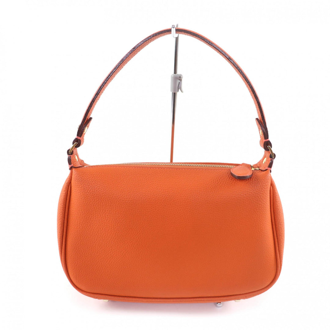 Great 大峡製鞄 Shoulder Bag Simple design handbag Orange shrink leather Women