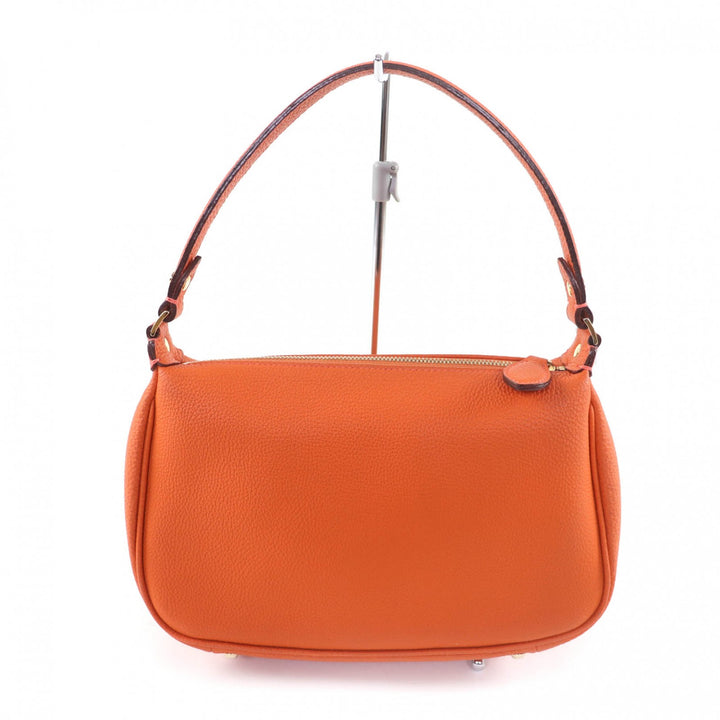 Great 大峡製鞄 Shoulder Bag Simple design handbag Orange shrink leather Women