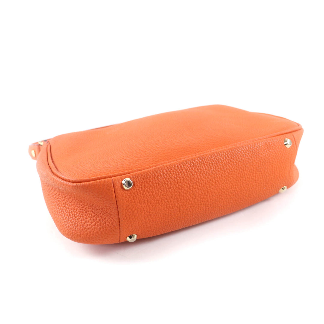 Great 大峡製鞄 Shoulder Bag Simple design handbag Orange shrink leather Women