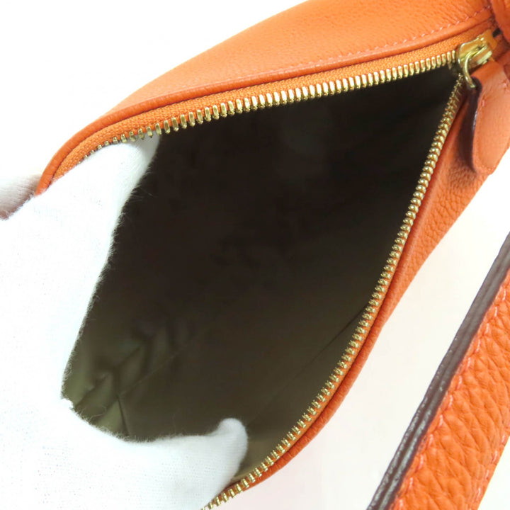 Great 大峡製鞄 Shoulder Bag Simple design handbag Orange shrink leather Women