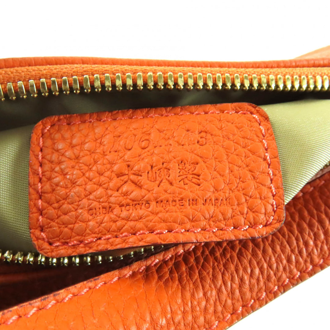 Great 大峡製鞄 Shoulder Bag Simple design handbag Orange shrink leather Women