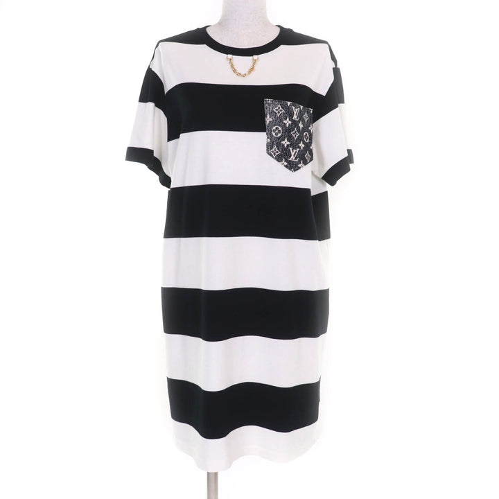 Excellent LOUIS VUITTON one piece Black White cotton Women 1AAUOX