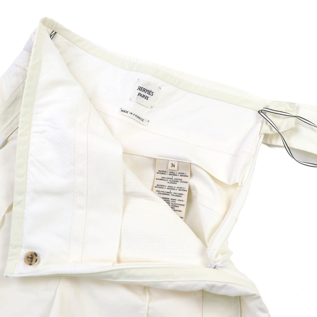 Excellent HERMES Shorts Cotton culottes with some nylon Cream type 34 3E0407DP