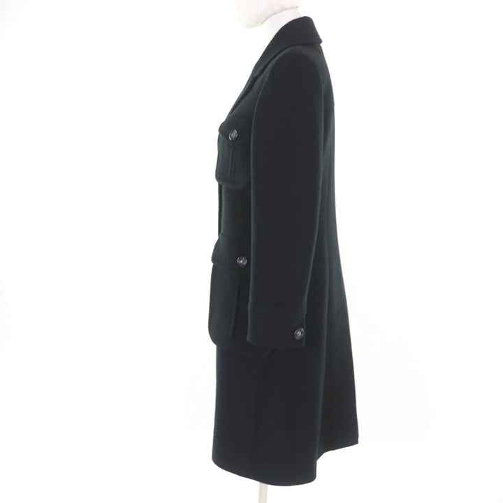 Excellent CHANEL coat Lion Button Long Length black wool Women 36 P46375V32805