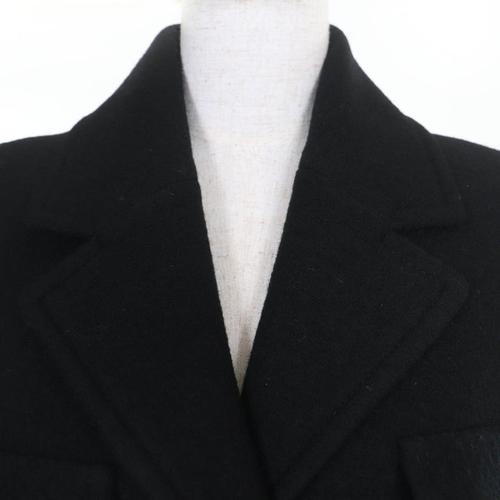 Excellent CHANEL coat Lion Button Long Length black wool Women 36 P46375V32805