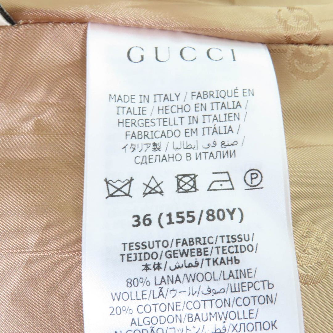 Excellent GUCCI coat Prince of Wales belted coat Brown wool Women 36 699152