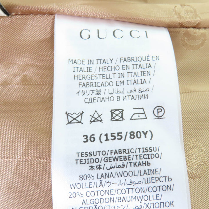 Excellent GUCCI coat Prince of Wales belted coat Brown wool Women 36 699152
