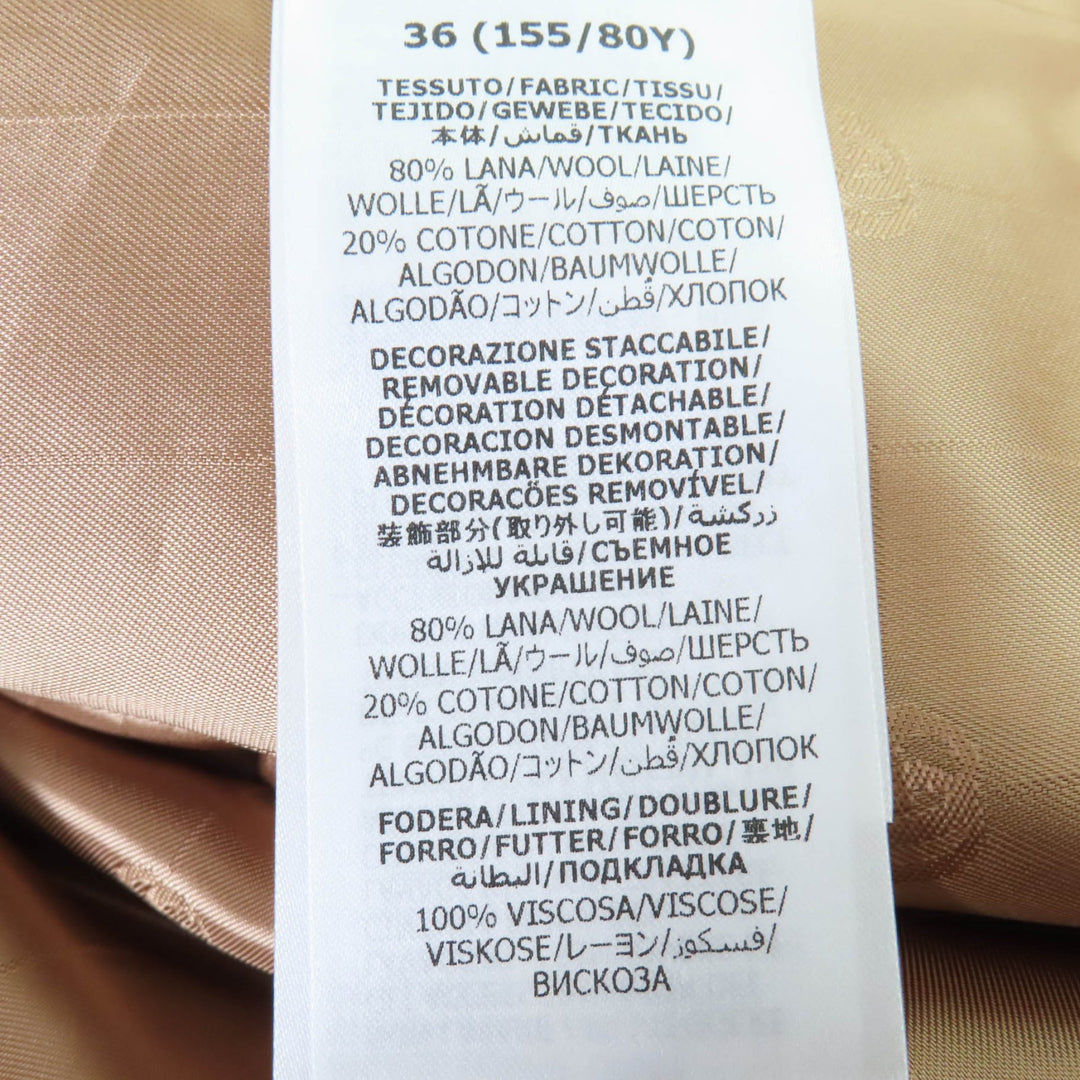 Excellent GUCCI coat Prince of Wales belted coat Brown wool Women 36 699152