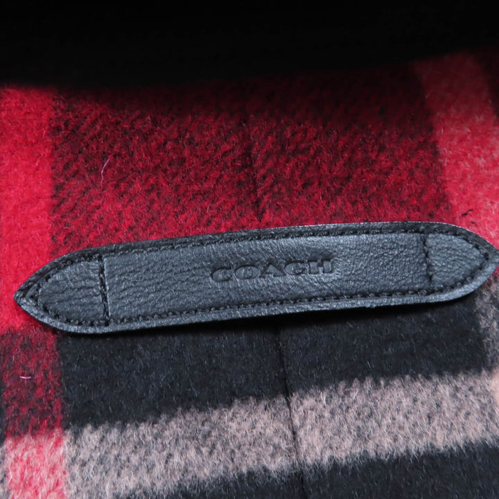 優れたCOACHコートチェック柄メタルロゴボタンダブルブレストレッドシリーズレディースXS