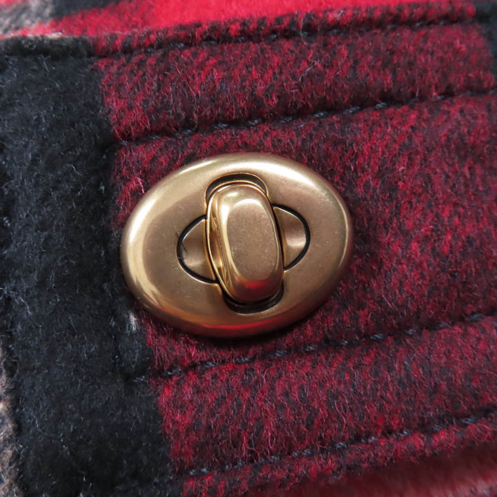 優れたCOACHコートチェック柄メタルロゴボタンダブルブレストレッドシリーズレディースXS