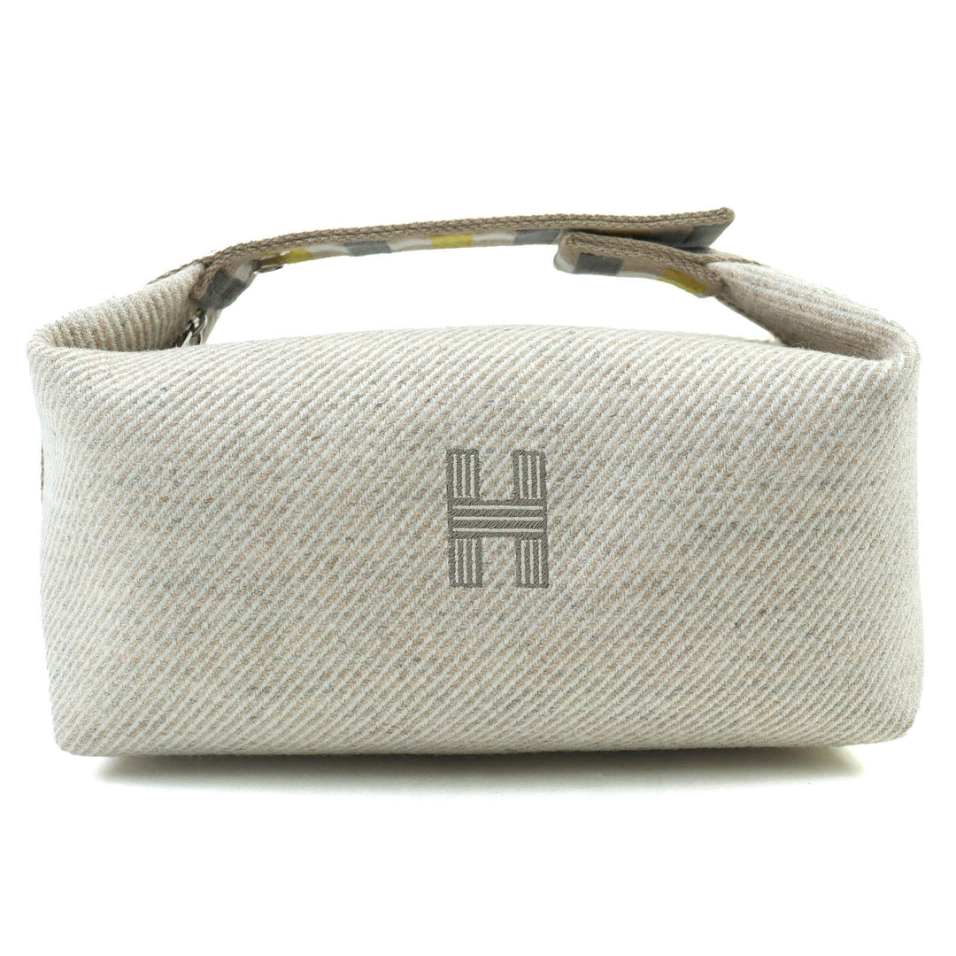 Pristine HERMES Pouch BRIDE A BLACK PM OC Serie Button Handbag wool Women