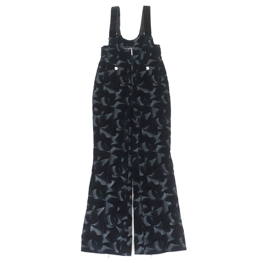 Great CHANEL overalls COCO Button Flared Zip Jumpsuit Overalls Black series 34 P77394