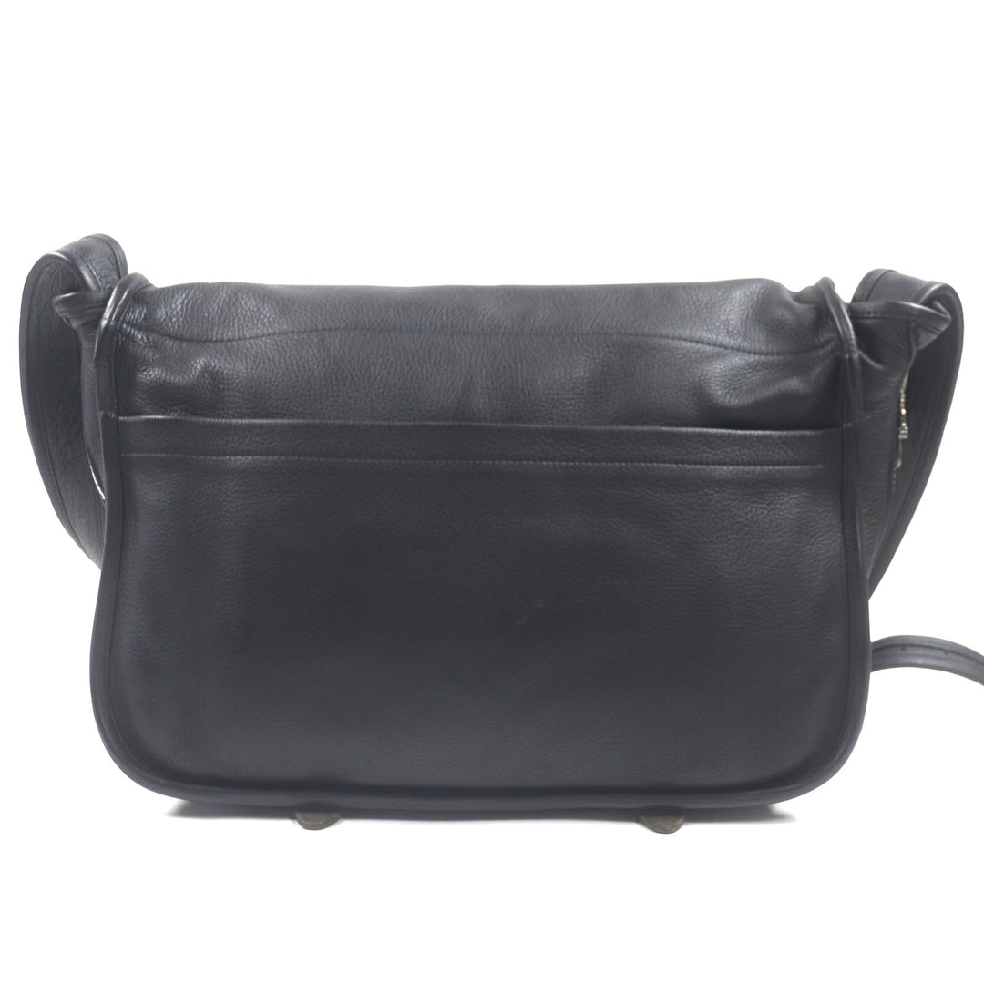 Great CHROME HEARTS Shoulder Bag Cemetery Cloth Patch Large Soft black leather mens