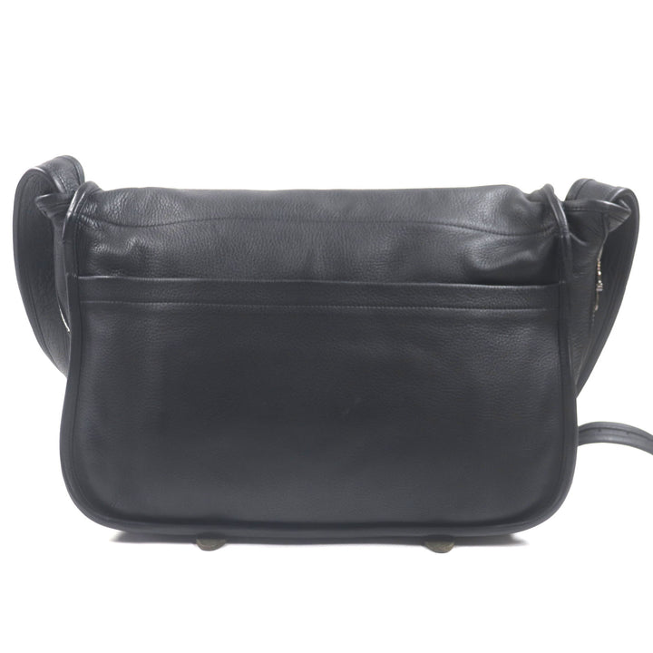 Great CHROME HEARTS Shoulder Bag Cemetery Cloth Patch Large Soft black leather mens