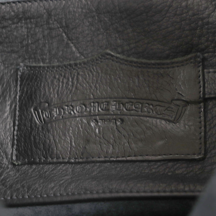 Great CHROME HEARTS Shoulder Bag Cemetery Cloth Patch Large Soft black leather mens