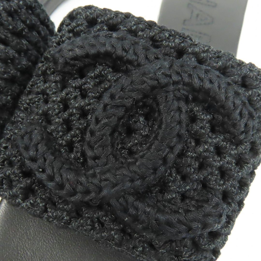 新品未使用 CHANEL ミュール CCロゴ クロシェデザイン サンダル ブラック ー レディース 24M G45516