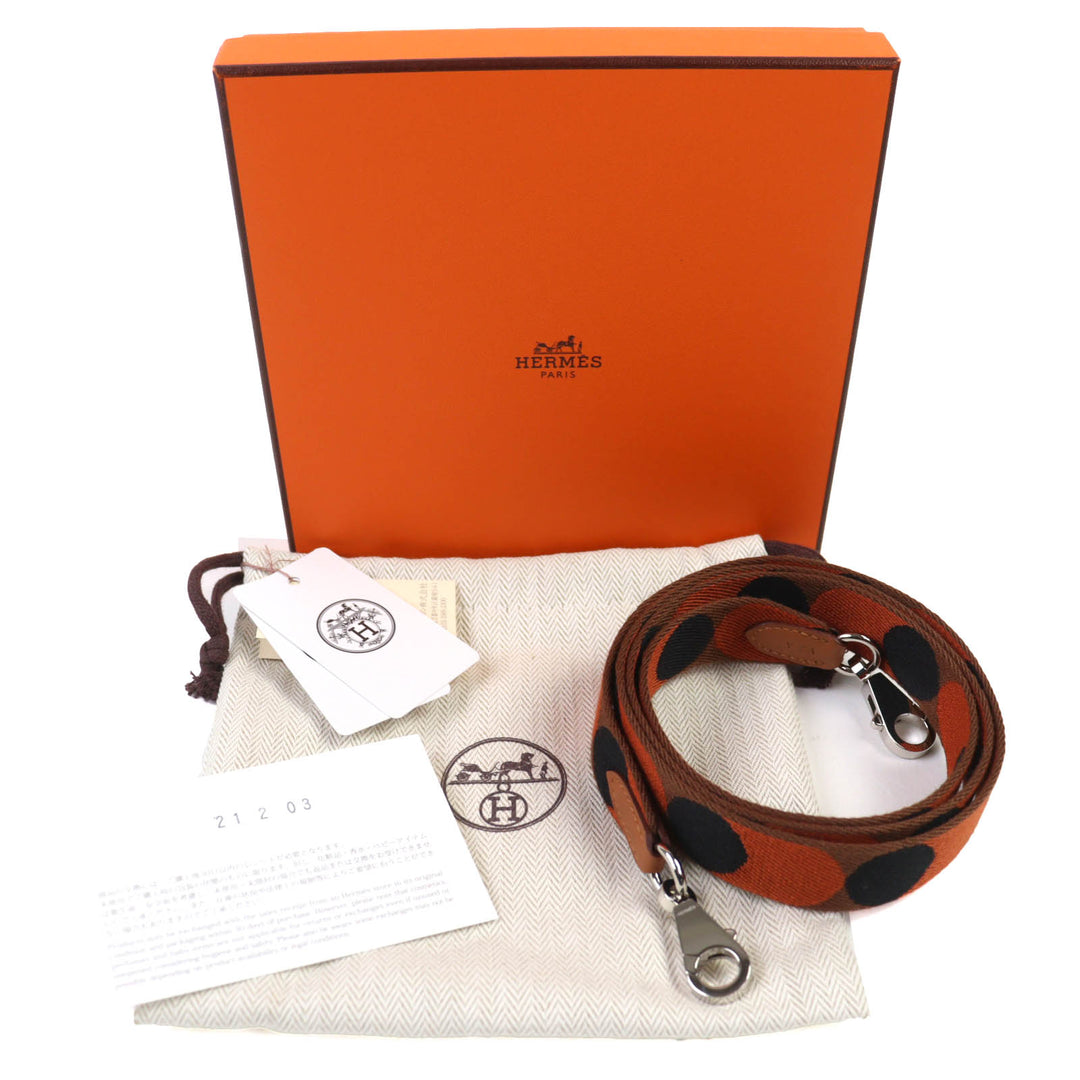 Pristine HERMES Shoulder strap sangre flipper ball Brown Orange Black canvas