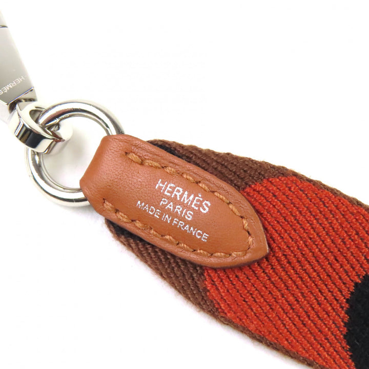 Pristine HERMES Shoulder strap sangre flipper ball Brown Orange Black canvas