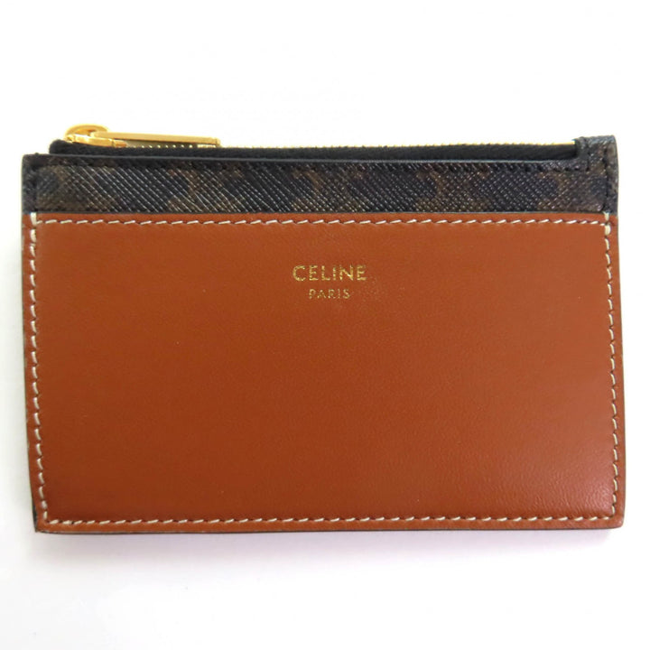 Excellent CELINE Card Case Brown leather Women