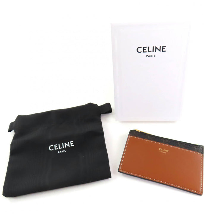 Excellent CELINE Card Case Brown leather Women
