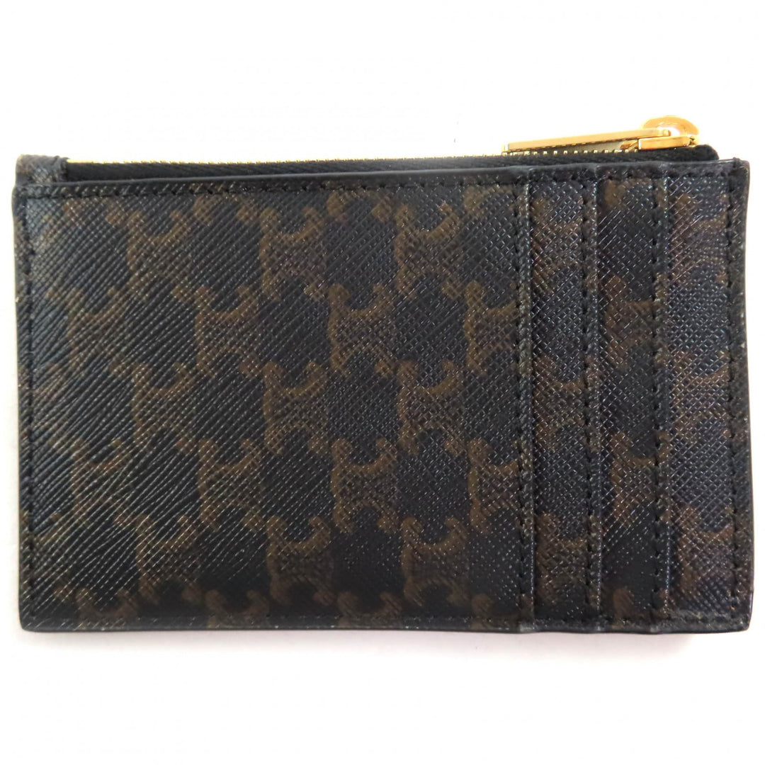 Excellent CELINE Card Case Brown leather Women