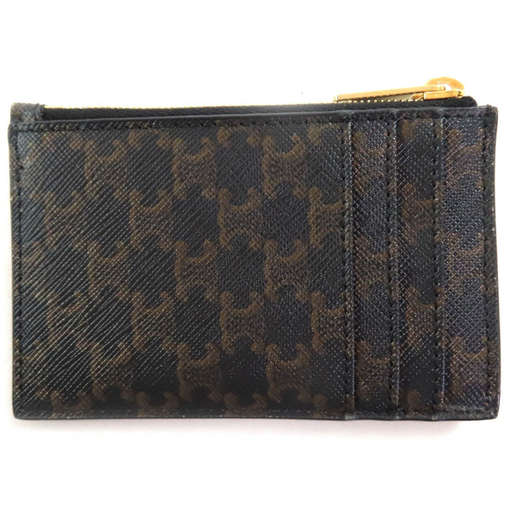 Excellent CELINE Card Case Brown leather Women