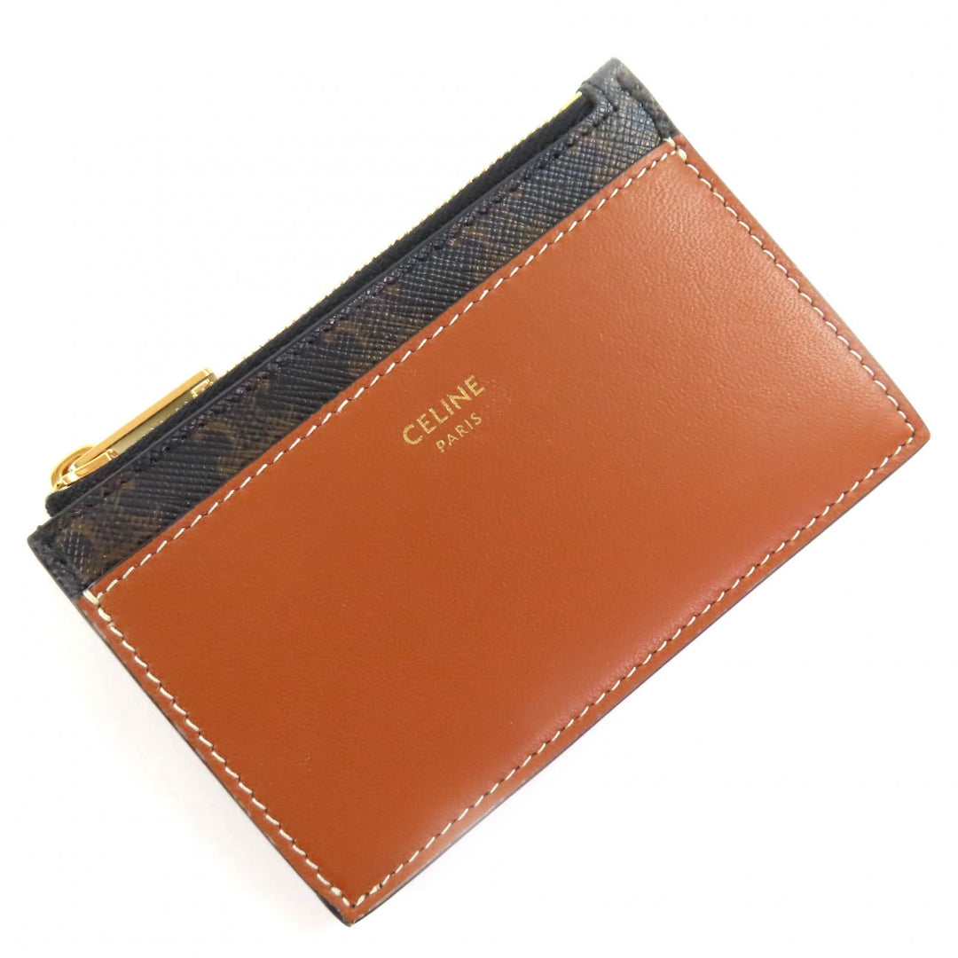 Excellent CELINE Card Case Brown leather Women