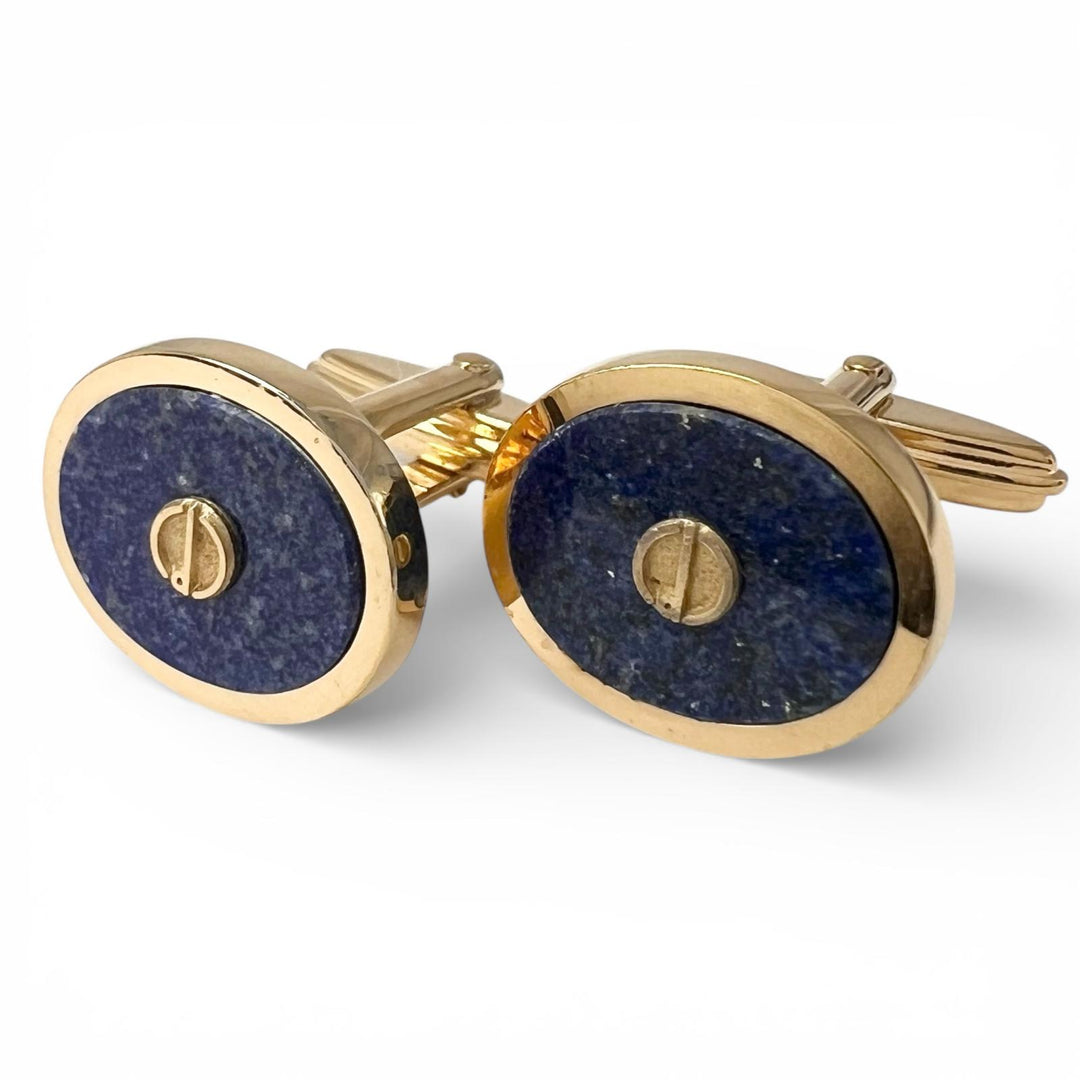 Great Dunhill Cufflinks cufflinks Oval d logo gold lapis lazuli mens