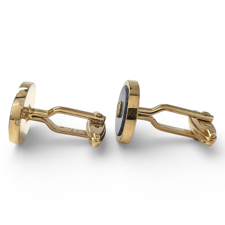 Great Dunhill Cufflinks cufflinks Oval d logo gold lapis lazuli mens