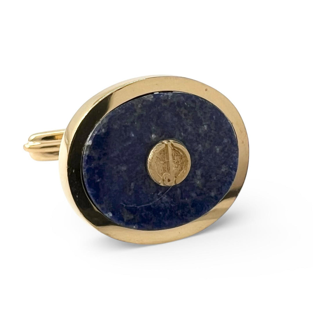 Great Dunhill Cufflinks cufflinks Oval d logo gold lapis lazuli mens