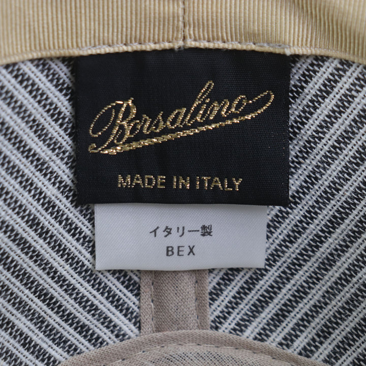Great Borsalino hat Stripe Pattern Logo Ribbon Fedora Navy black cotton mens 57