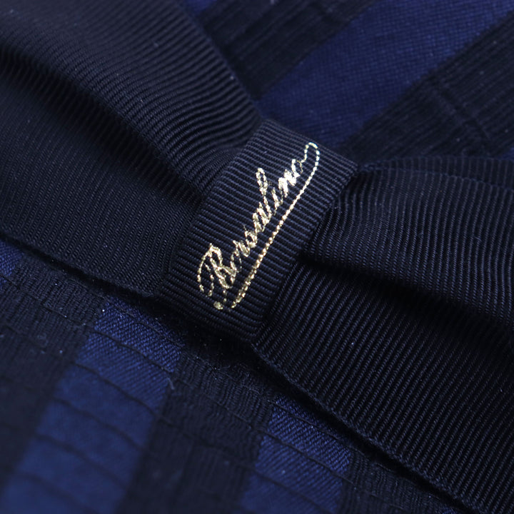 Great Borsalino hat Stripe Pattern Logo Ribbon Fedora Navy black cotton mens 57