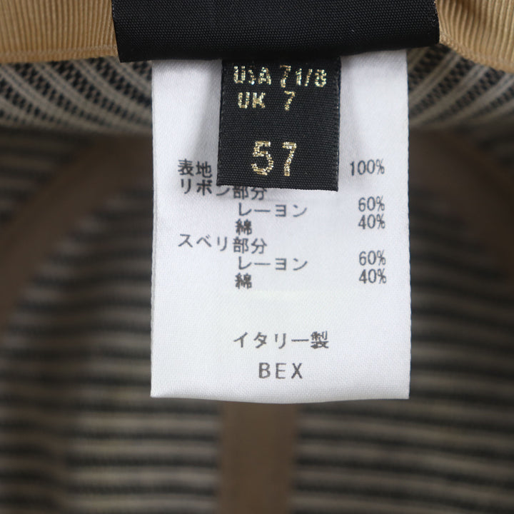 Great Borsalino hat Stripe Pattern Logo Ribbon Fedora Navy black cotton mens 57