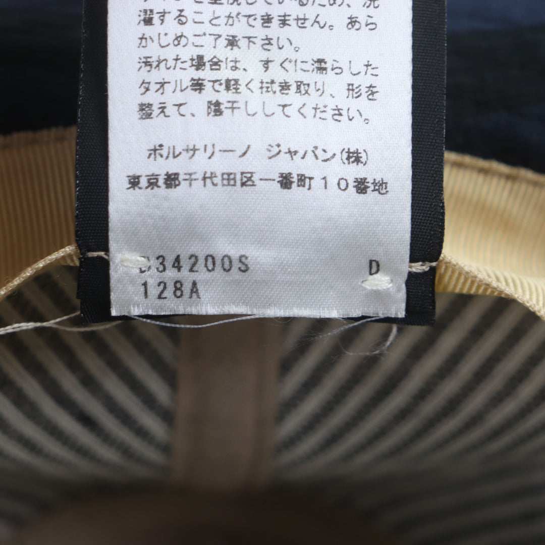 Great Borsalino hat Stripe Pattern Logo Ribbon Fedora Navy black cotton mens 57